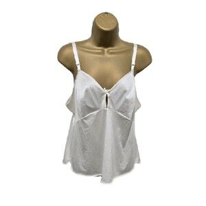 VTG Olga Camisole Womens 36 Babydoll y2k 90's Ivory Cream SIlky Bow Coquette USA